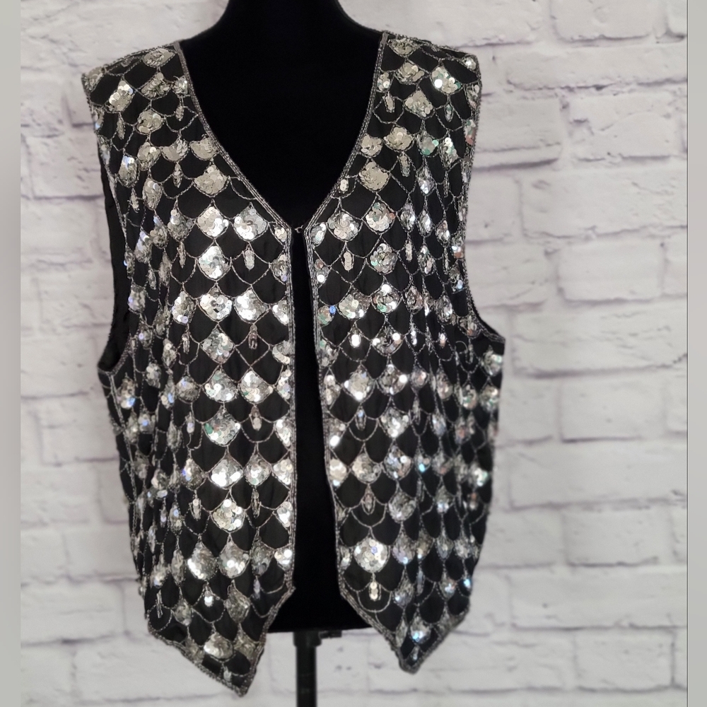 Silver Sequin Women's Vest
